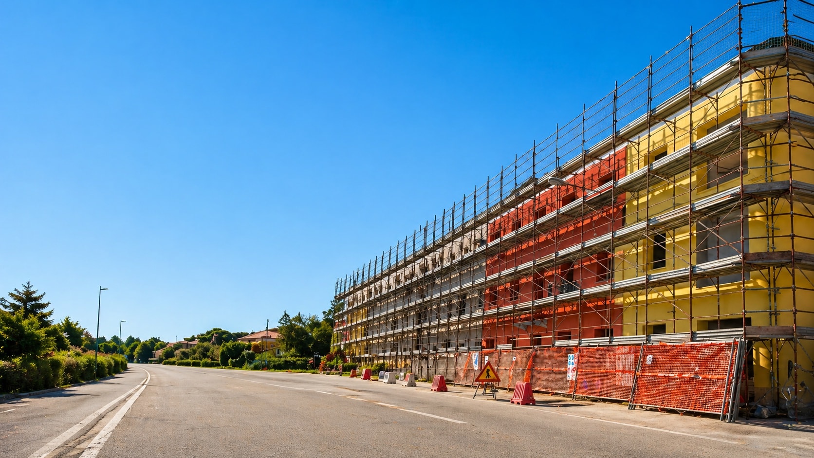 Cantiere A.M.S. Group: rifacimento facciata con ponteggi